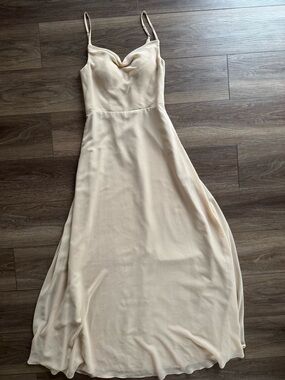 Azazie Cream Cowl Neck Slip Gown